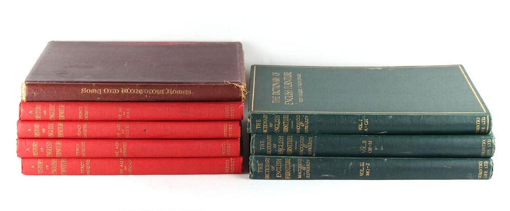 MACQUOID, Percy - 'A History of English Furniture' - four volume set, Lawrence & Bullen, London, red