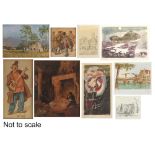 Property of a deceased estate - six assorted oils, watercolours & drawings, including an oil