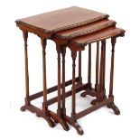 Property of a deceased estate - a nest of three Edwardian mahogany & satinwood banded occasional