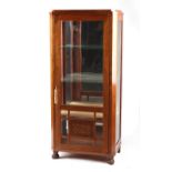 Property of a lady - a late 19th / early 20th century North European walnut vitrine with parquetry &