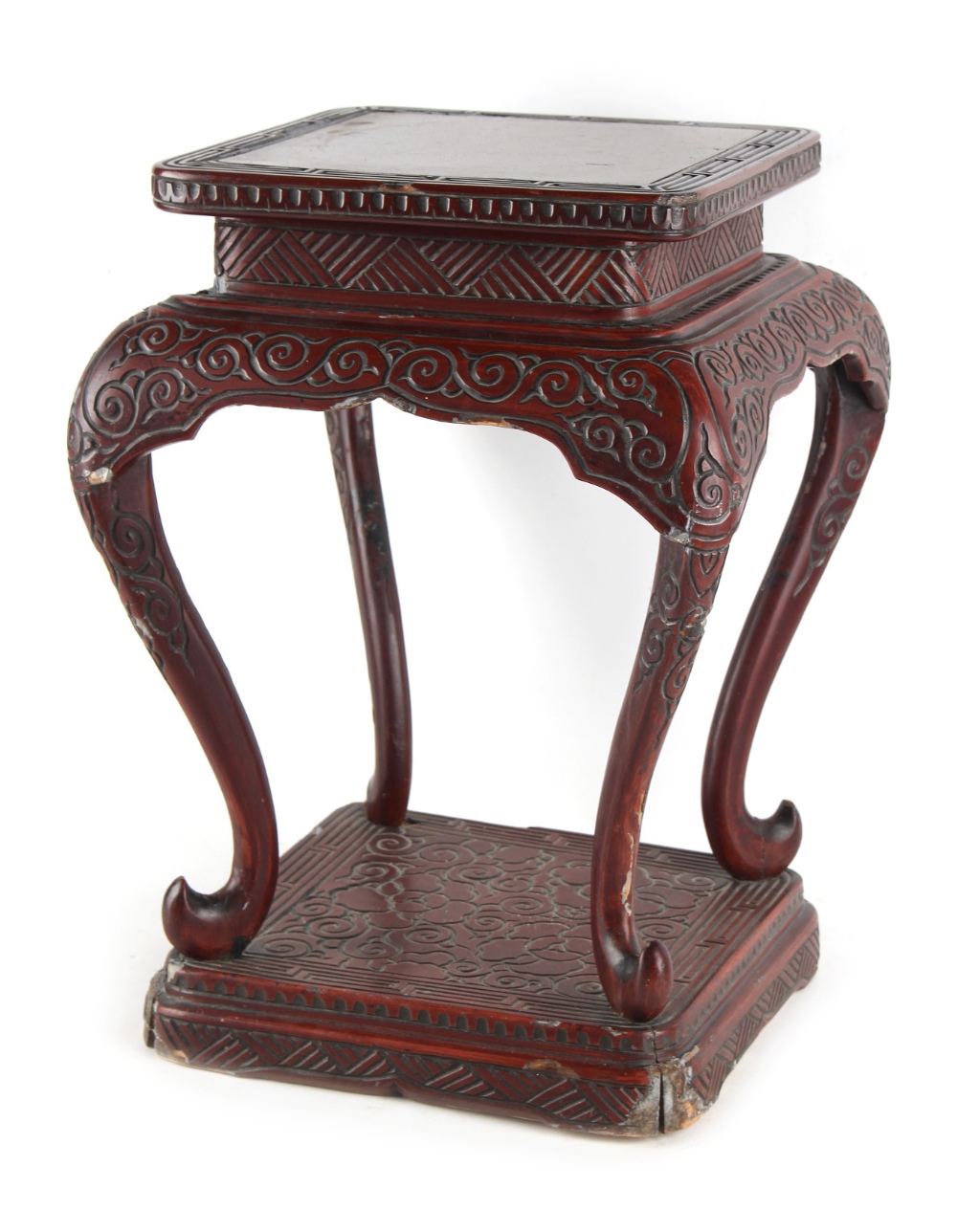 Property of a lady - a 19th century cinnabar lacquer incense stand, some loss to lacquer, 16.