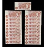 A private collection of GB banknotes - a consecutive run of nineteen Bank of England Fforde Ten