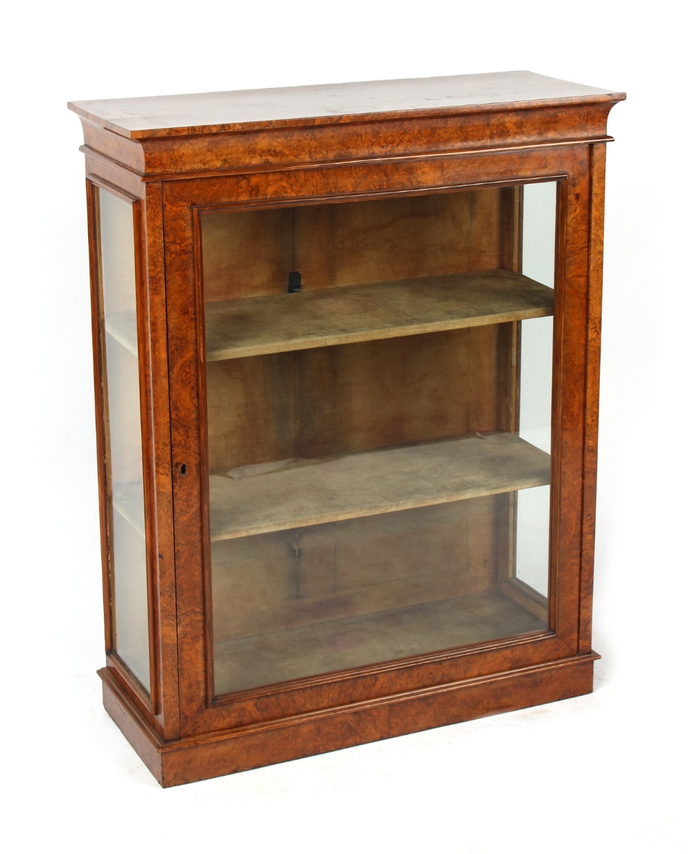 Property of a lady - a Victorian burr walnut pier cabinet, 33.25ins. (84cms.) wide (overall).