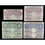 A private collection of GB banknotes - four Bank of England Peppiatt One Pound (ï¿½1) banknotes (two