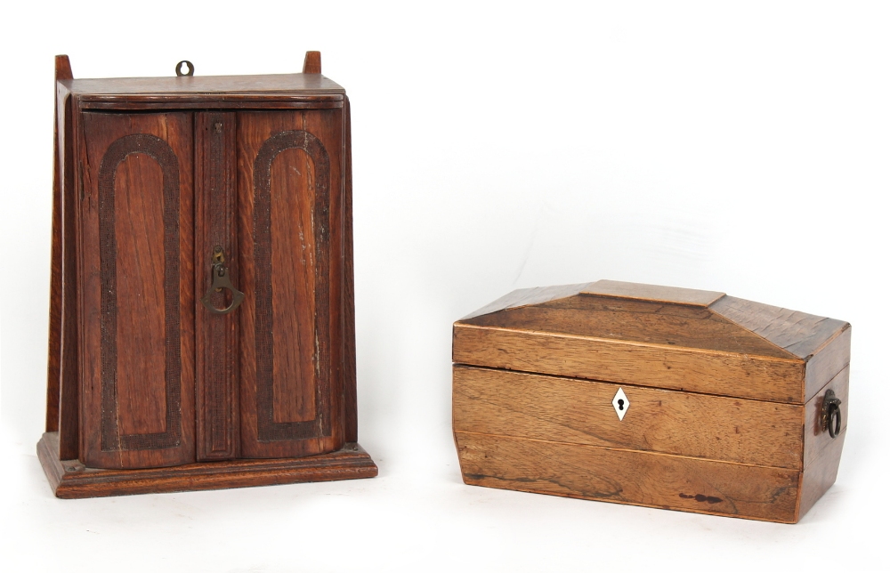 Property of a lady - an early 20th century oak two-door table cabinet enclosing four short & two - Image 2 of 2