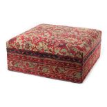 Property of a lady - a large square box ottoman stool with antique Turkish carpet covering,