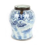 Property of a lady - a large Chinese blue & white porcelain baluster temple jar, 17th / 18th