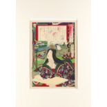Toyohara Kunichika (1835-1900) - THE WIFE OF TOKUGAWA IETSUNA - woodblock print, oban, mounted but