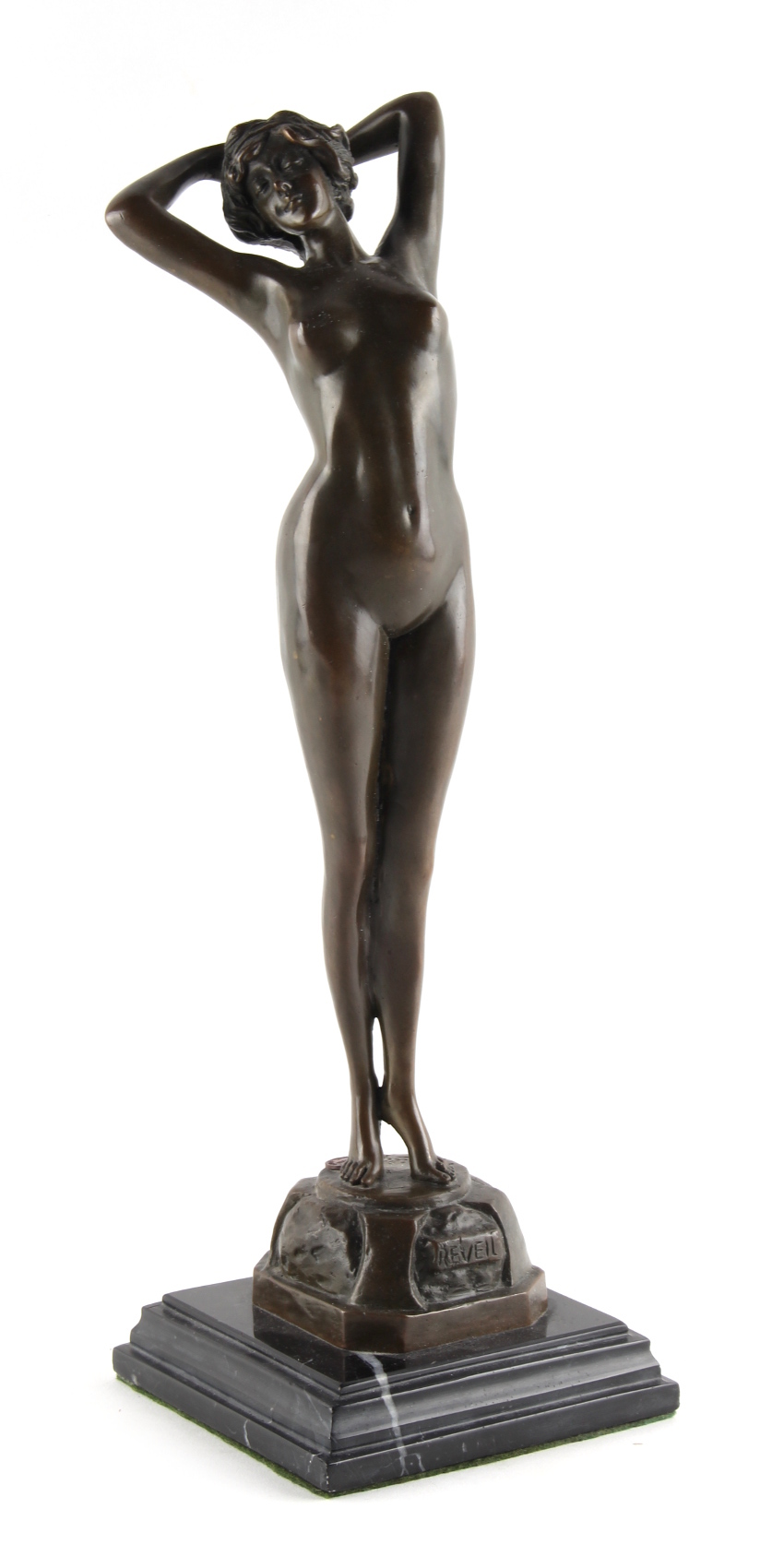 Property of a gentleman - an Art Deco style bronze figure of a standing female nude, after