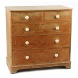 Property of a gentleman - a Victorian pine chest of two short & three long graduated drawers with