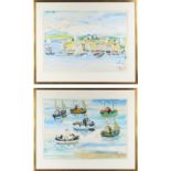 Pito (1924-2000) - MEDITERRANEAN SCENES - a pair, oils on paper, each 15.15 by 20.65ins. (38.5 by