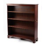 Property of a lady - a mahogany open bookcase with adjustable shelves & brass bale handles,