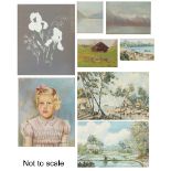 Property of a deceased estate - eight assorted oils & watercolours including Alpine scenes, all