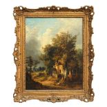 Property of a lady - George Vincent (1796-c.1831) - LANDSCAPE WITH FIGURES AND COTTAGE - oil on