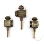 Property of a deceased estate - a pair of late 19th / early 20th century carriage lamps with bowed