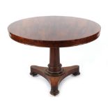 Property of a gentleman - an early Victorian rosewood circular tilt-top breakfast table, with turned