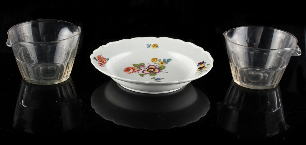 Property of a deceased estate - a Meissen floral painted soup plate, circa 1770, blue crossed swords