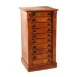 Property of a lady - a Victorian pine wellington chest with ten drawers & twin locking bars,