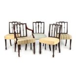 Property of a lady - a set of five 19th century carved mahogany Hepplewhite style dining chairs
