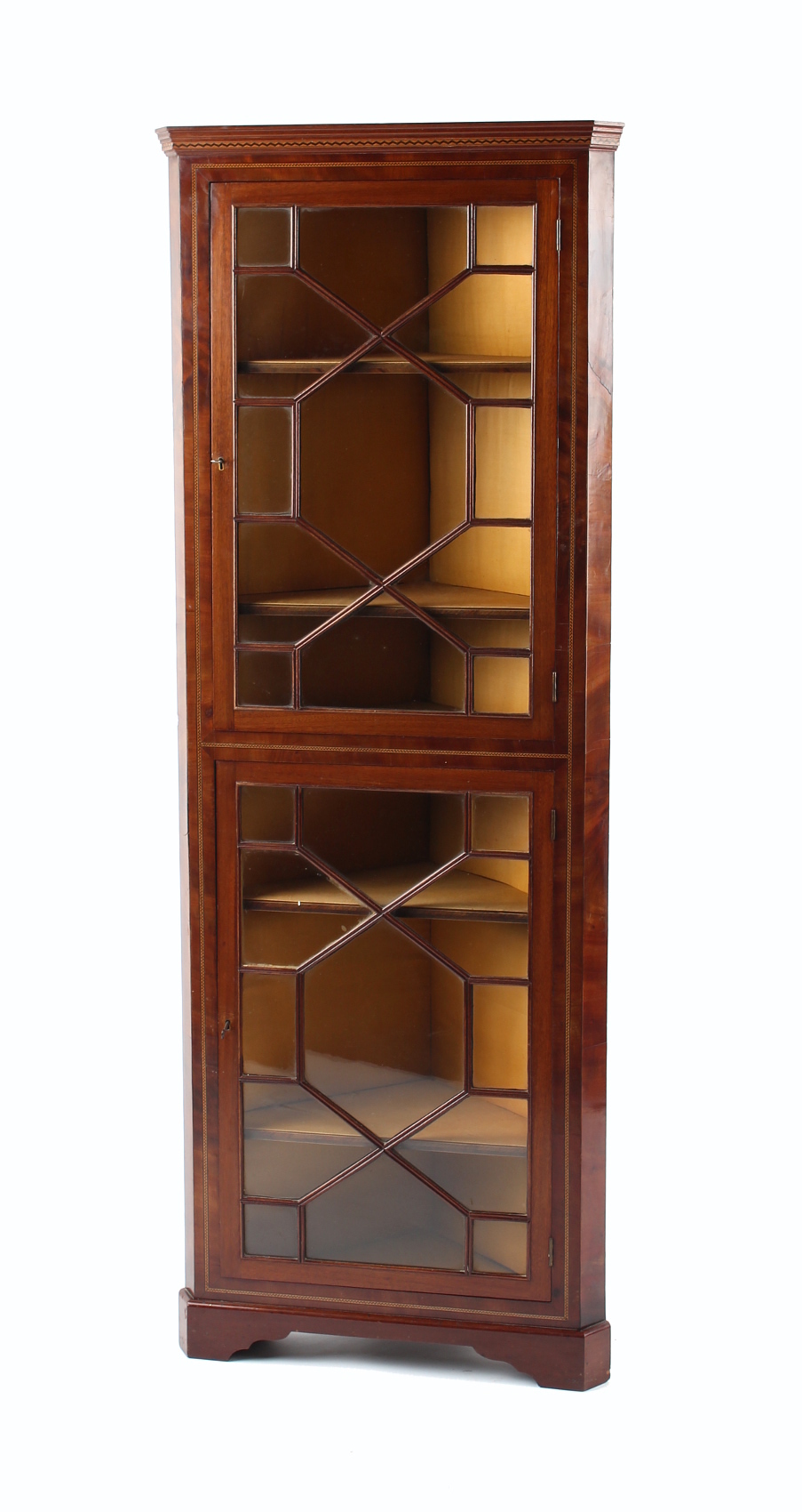 Property of a deceased estate - an early 20th century mahogany & feather-banded two-door