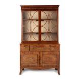 Property of a deceased estate - a George III mahogany & rosewood banded two-part secretaire