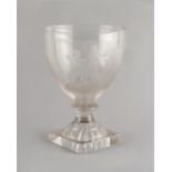 Property of a lady - an early 19th century Regency period glass rummer, engraved with a figure of