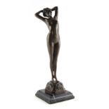 Property of a gentleman - an Art Deco style bronze figure of a standing female nude, after