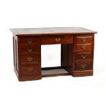 Property of a gentleman - a twin pedestal desk with green leather inset top, 54.3ins. (138cms.)