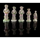 Property of a lady - a group of four Derby patch period figures of putti, circa 1770, each