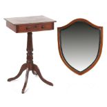 Property of a lady - a 19th century mahogany pedestal work table; together with a shield shaped