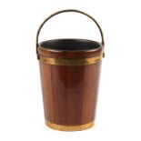 Property of a gentleman - a large coopered mahogany & brassbound bucket, with swing handle,
