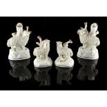 Property of a lady - a pair of 19th century Staffordshire porcelain models of a standing ram and