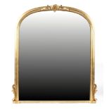 Property of a gentleman - a Victorian style gilt painted arched framed overmantel mirror, 54.2 by