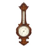 Property of a lady - a late 19th / early 20th century rosewood & inlaid aneroid banjo barometer &