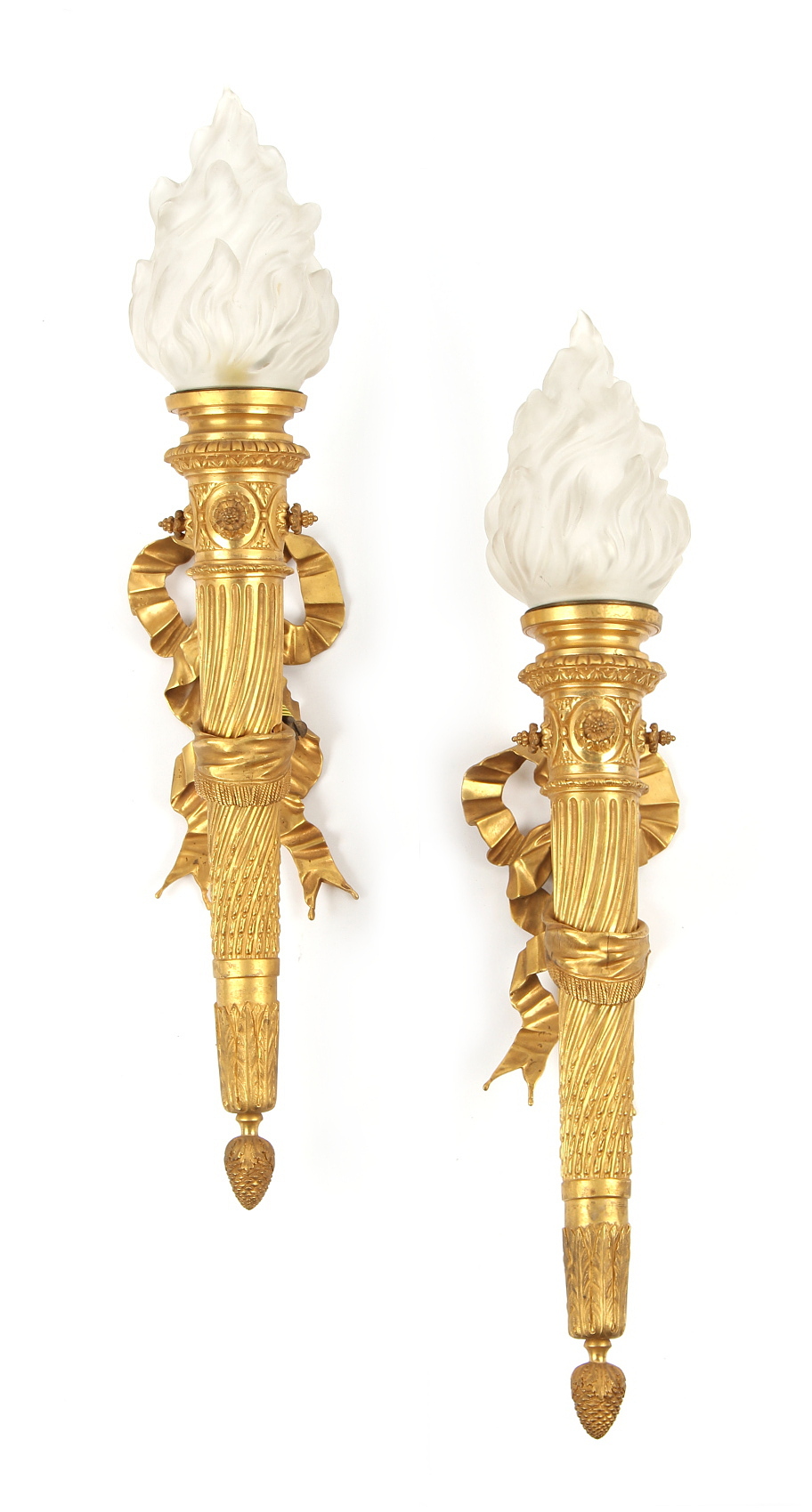 Property of a gentleman - a large pair of late 19th century ormolu torchere wall lights, with