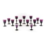 Property of a deceased estate - a set of eight 19th century amethyst glass wine glasses; together