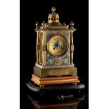Property of a gentleman - a late 19th century French brass & cloisonne cased mantel clock, the Marti