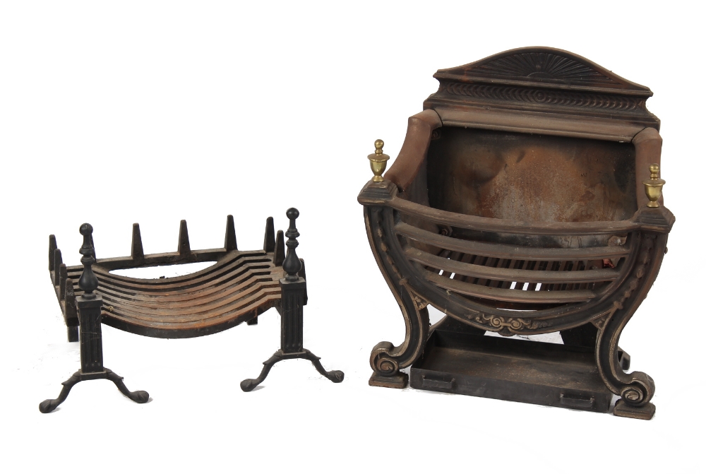 Property of a gentleman - a Regency style cast iron fire basket; together with another fire basket