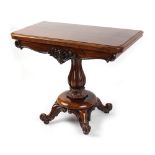 Property of a lady - an early 19th century William IV carved rosewood card or games table, 36ins. (