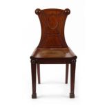 Property of a gentleman - an early 19th century Regency period mahogany hall chair, the solid seat