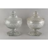 Property of a gentleman - a pair of late 19th / early 20th century cut glass pedestal bowls &