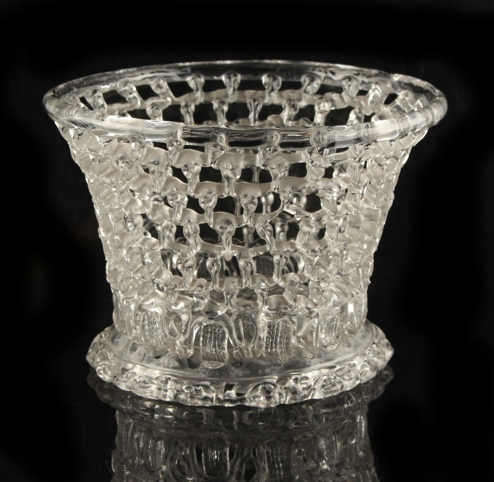 Property of a lady - an 18th century liege a traforato spun glass openwork basket, of waisted