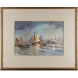 Property of a lady - Elvyn Oakes - 'BECALMED' - watercolour, 23 by 33.2cms.), in glazed gilt frame -