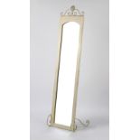 Property of a lady - a white painted wood & metal cheval mirror, 69ins. (175.5cms.) high.