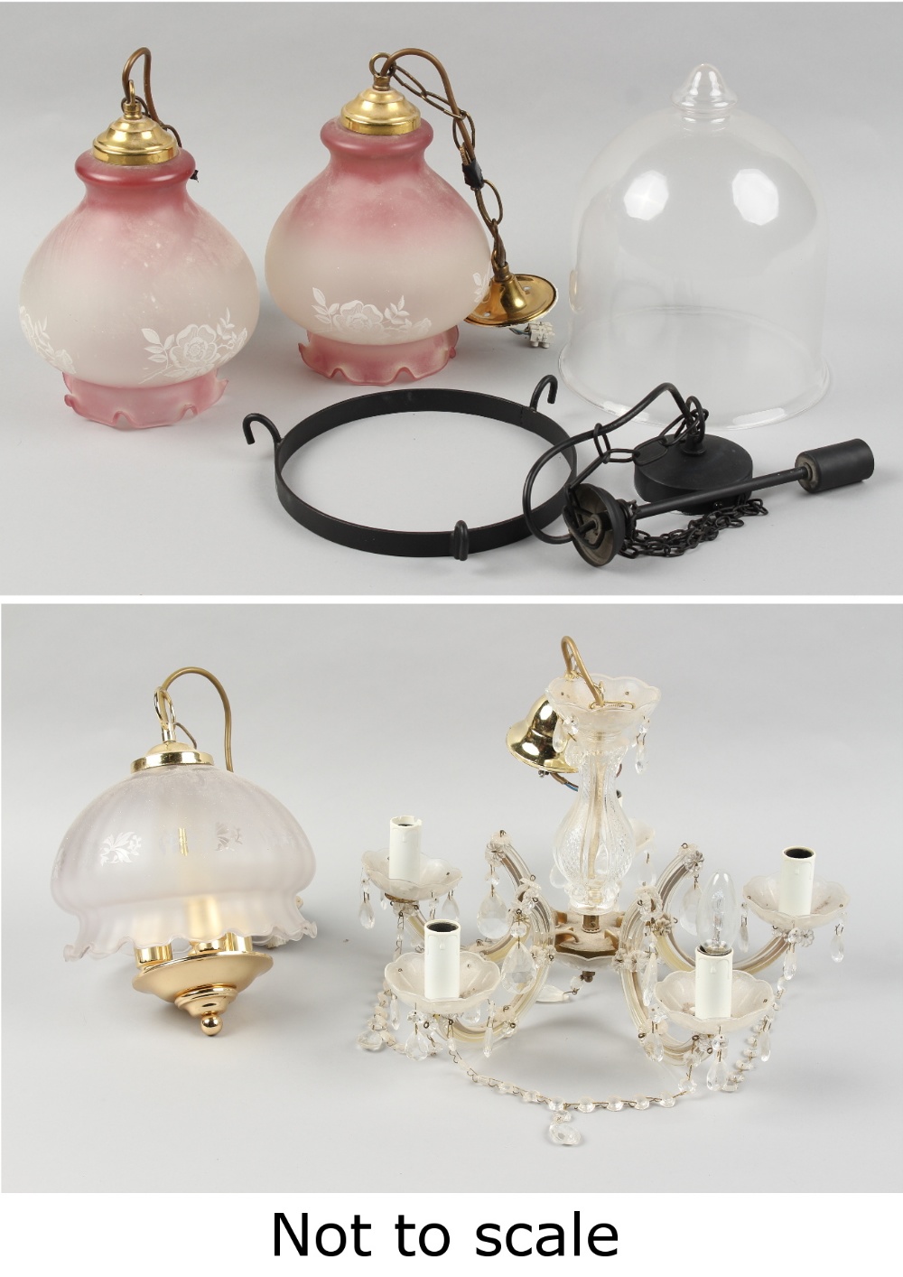 Property of a lady - a quantity of assorted lighting including a five-light chandelier (5).