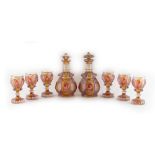 Property of a lady - a pair of 19th century Bohemian cut glass decanters and six matching drinking