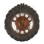 Property of a deceased estate - a 19th century French carved oak leaf cased wall clock, the 30-