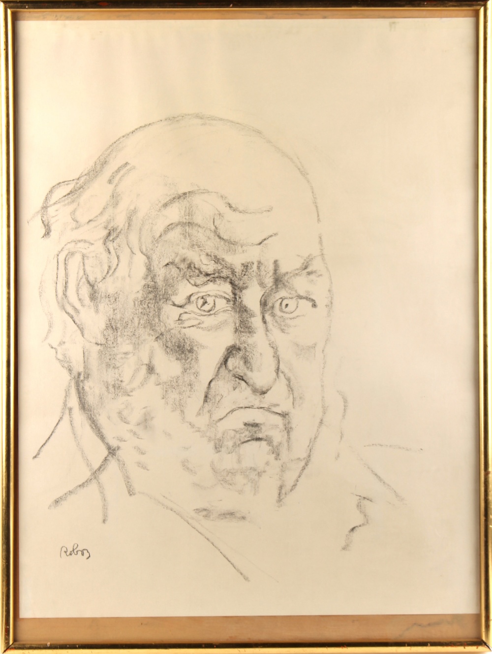 Zsuzsi Roboz (1929-2012) - PORTRAIT OF LORD WEIDENFELD - charcoal drawing, 25.6 by 19.7ins. (65 by