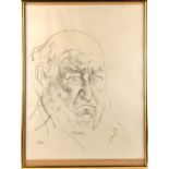 Zsuzsi Roboz (1929-2012) - PORTRAIT OF LORD WEIDENFELD - charcoal drawing, 25.6 by 19.7ins. (65 by