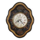 Property of a deceased estate - a 19th century French ebonised & painted wood cased wall clock,